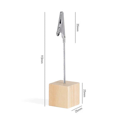 Wooden Memo Clips Business Card Holder